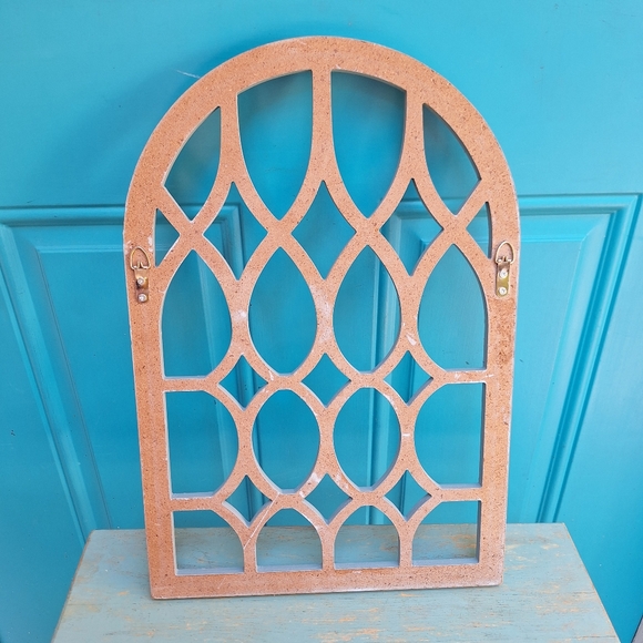 Wooden Arch Wall Hanging Turquoise Teal Arched Wall Decor Window Art Solid Color - Picture 7 of 12